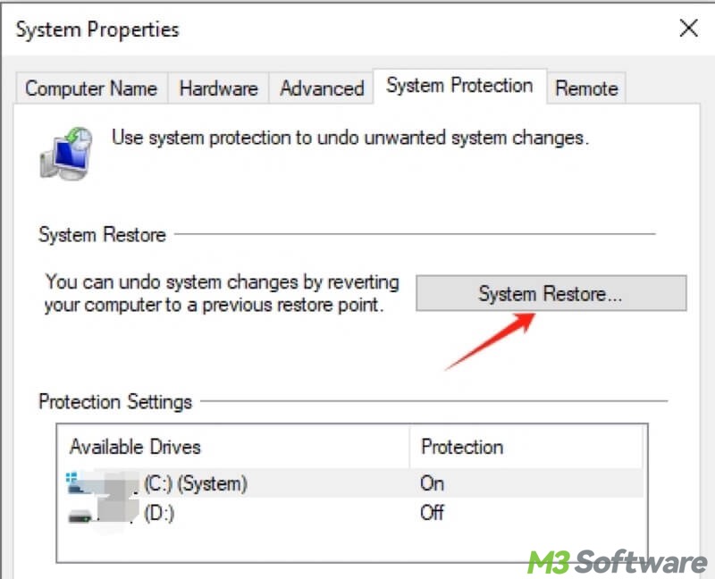 system restore in Windows 10