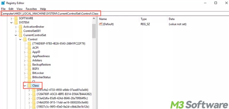 class key in Registry Editor