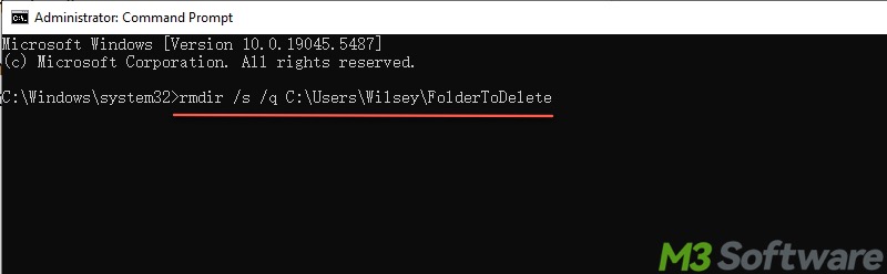 force delete a folder in cmd