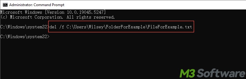 permanently delete files using del command prompt