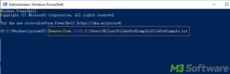 permanently delete files using remove item powershell