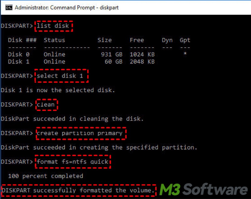 format a disk in Command Prompt