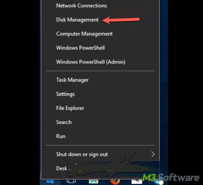 right click on Start menu Windows 10