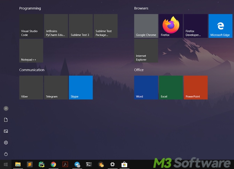 icons missing from Start menu Windows 10