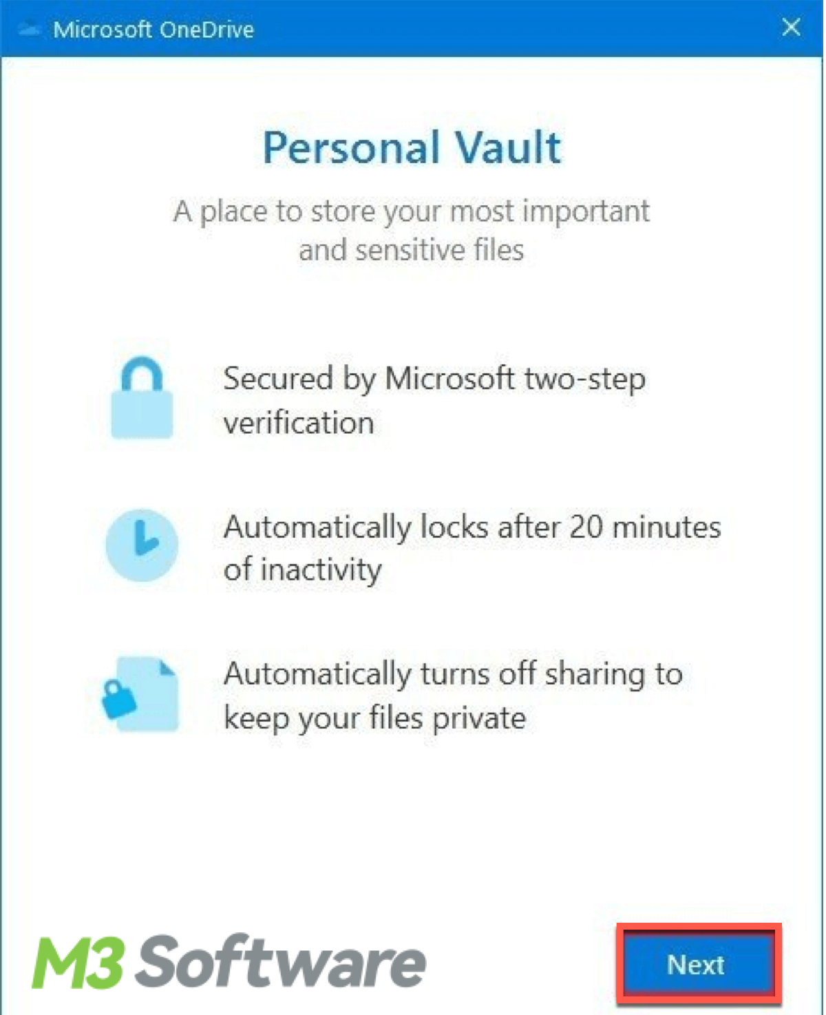 Use OneDrive Personal Vault to encrypt files in Windows