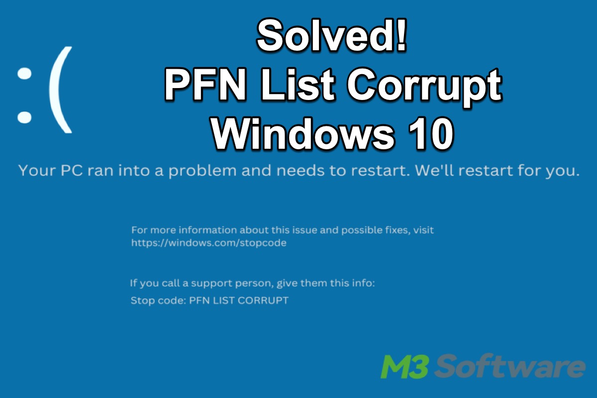 pfn list corrupt windows 10