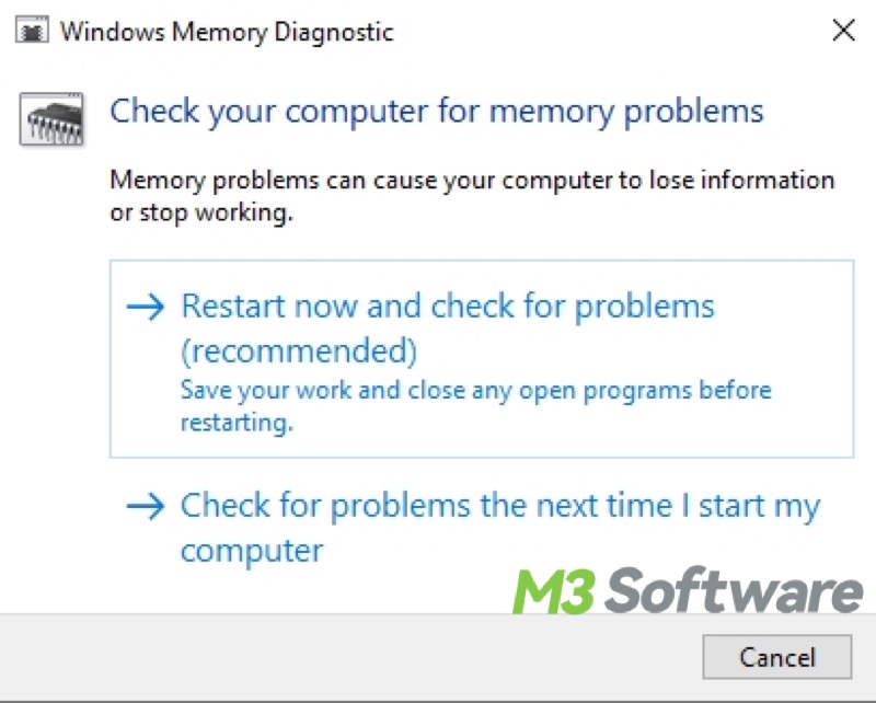 run Windows Memory Diagnostic on Windows 10