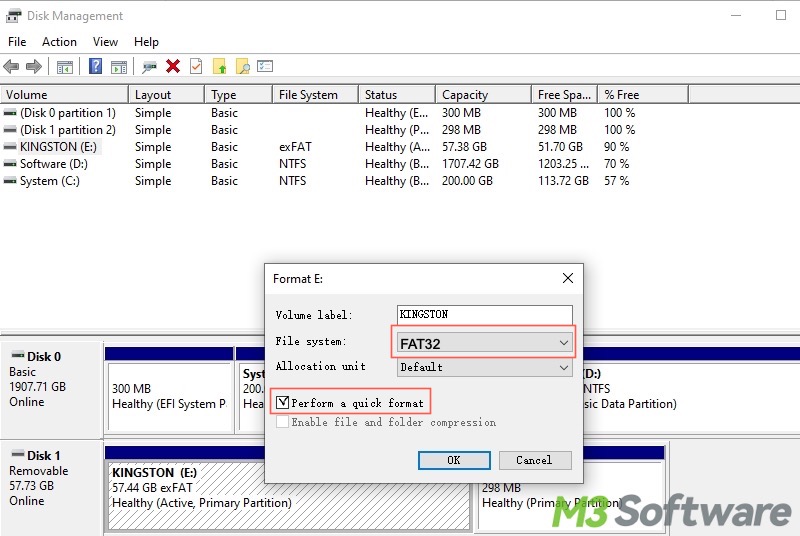 format drive through Disk Management