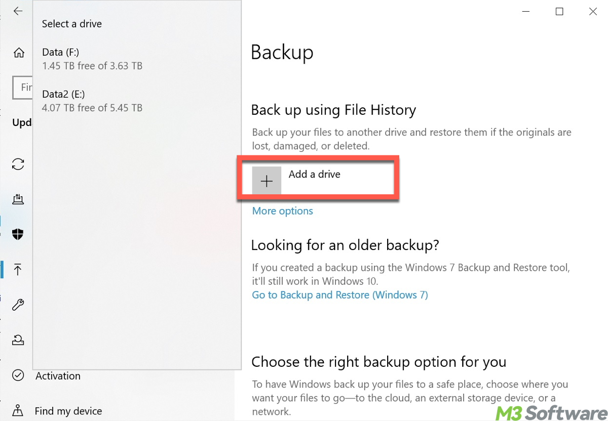 Use File History to backup Windows