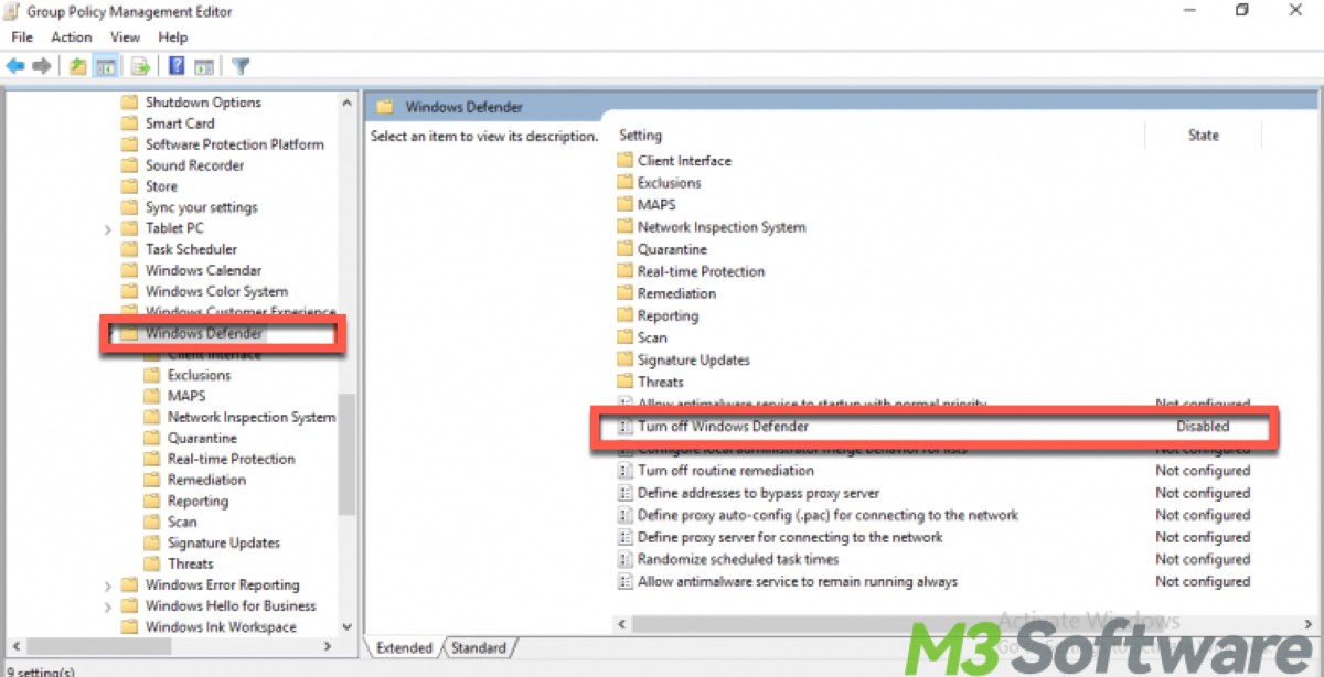 use Group Policy Editor to turn off Windows Defender