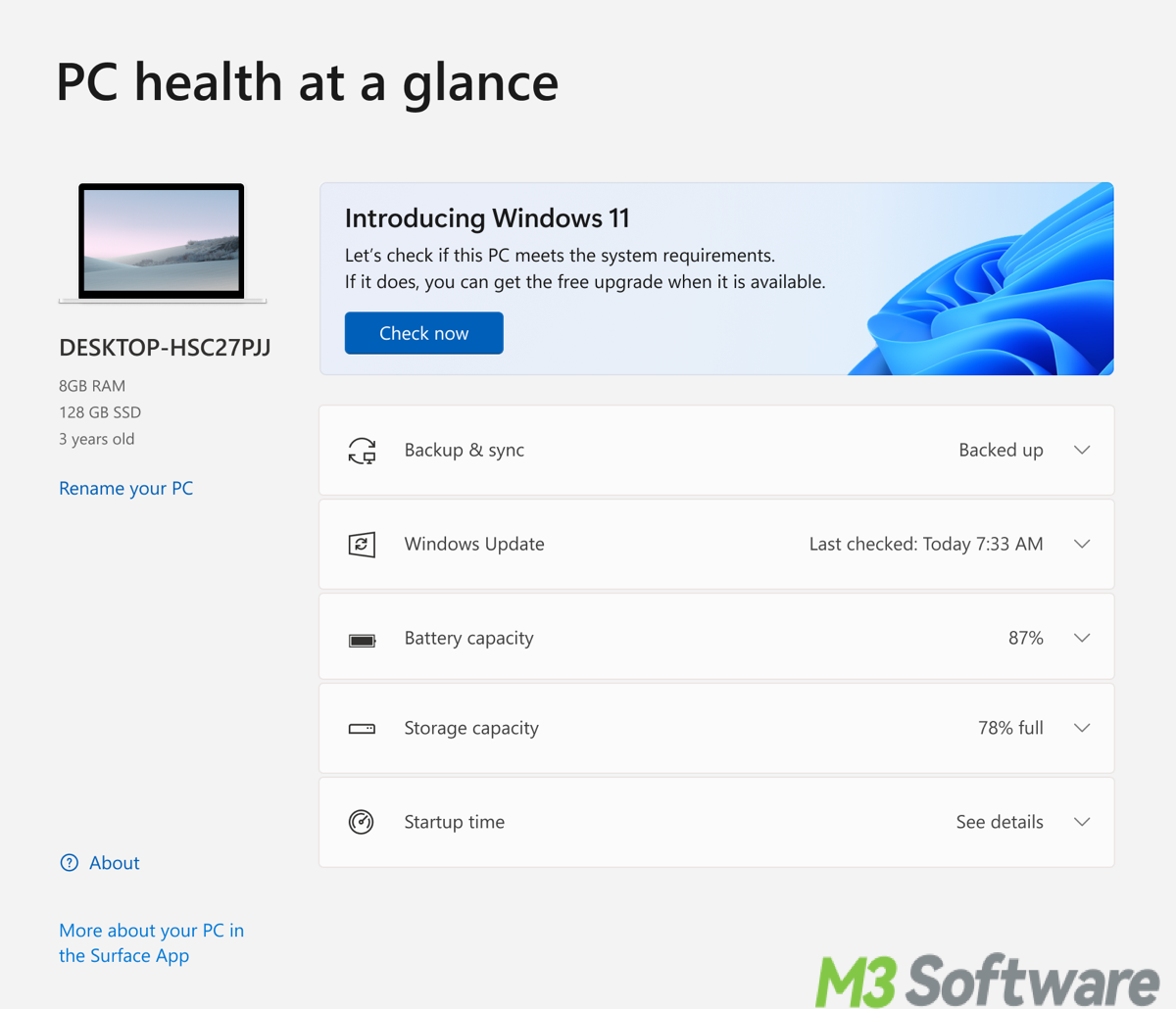 PC Health Check to downgrade