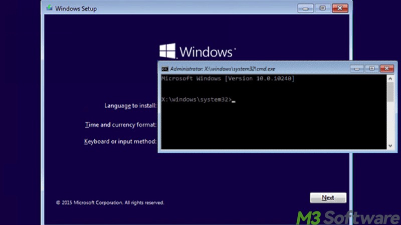 Command Prompt at Windows setup