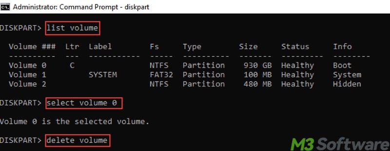 delete volume in cmd