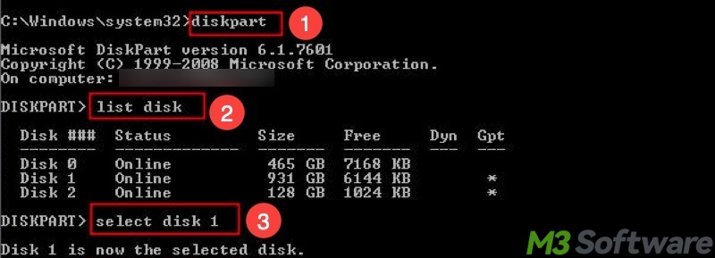 list disk in cmd