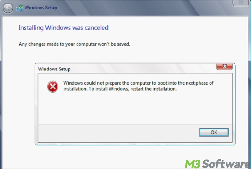 Windows could not prepare the computer to boot