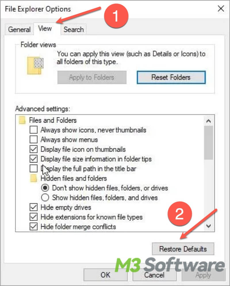 restore file explorer to default on Windows 10