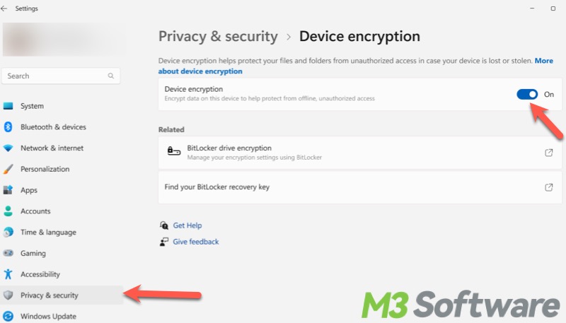 turn off Device Encryption on Windows 11