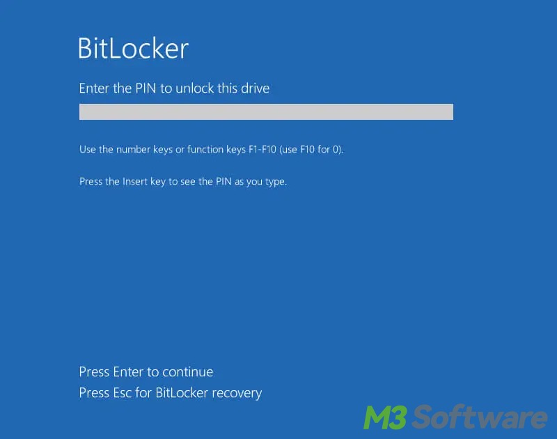 BitLocker login screen