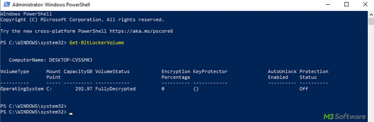 Check all drives BitLocker status in PowerShell