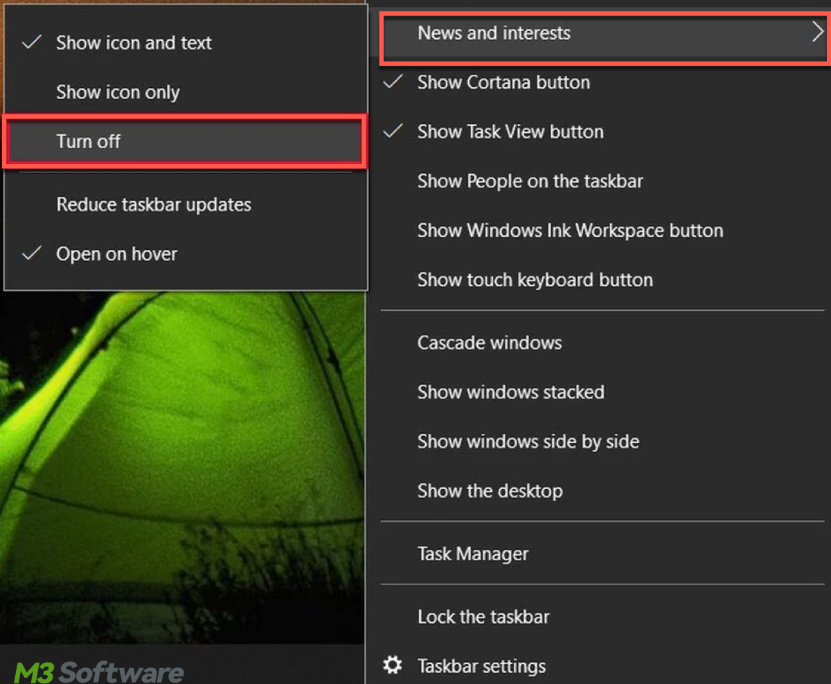 Disable Windows 10 widgets