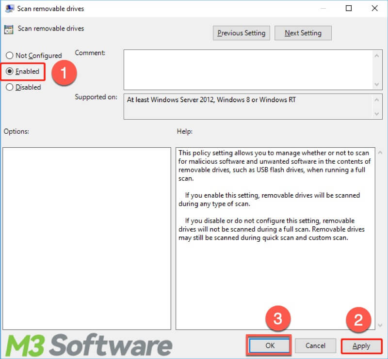 enable scan removable drives in group policy editor