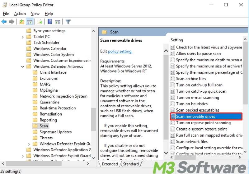 scan removable drives in group policy editor