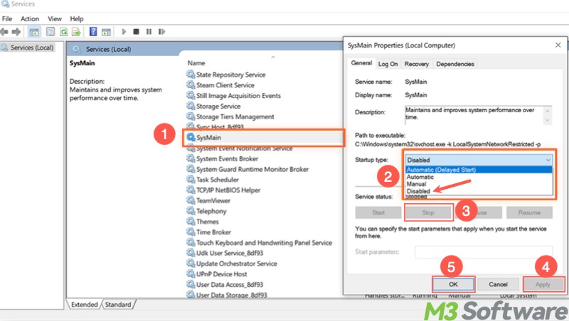 disable SysMain service Windows 11
