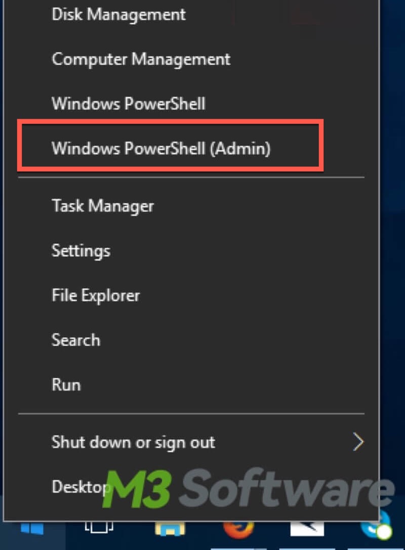 right click Start button to open PowerShell