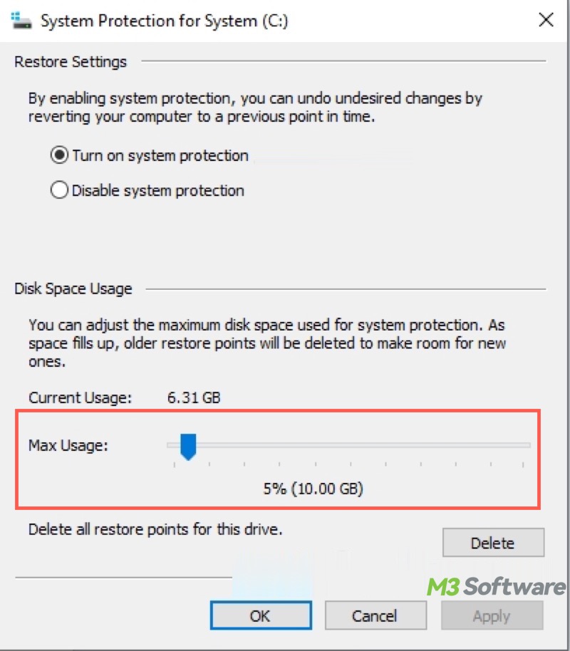 adjust max usage of VSS