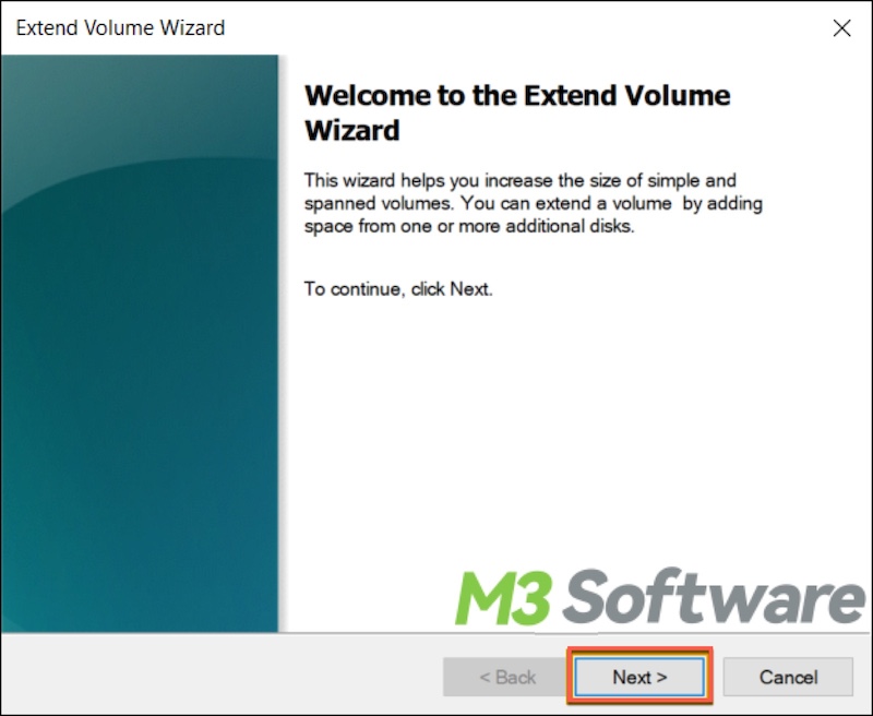 extend volume wizard