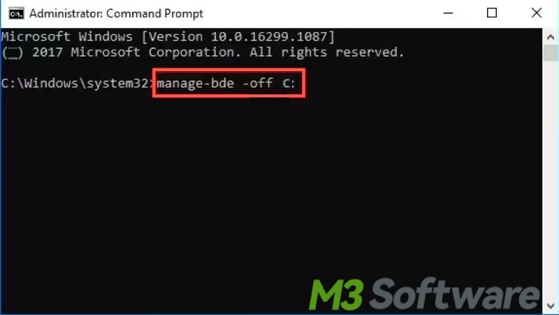 turn off BitLocker in Command Prompt