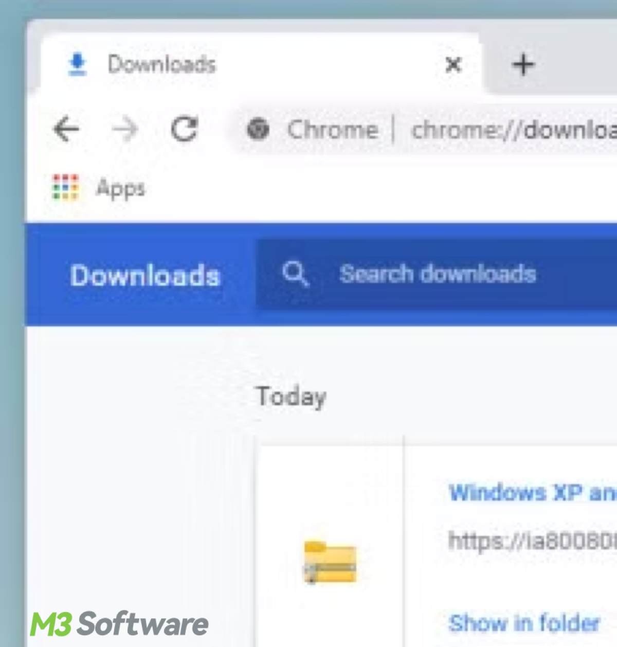 Show in folder in Chrome Downloads