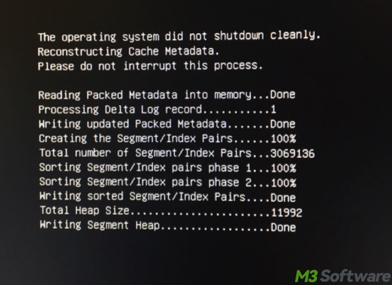 operating system did not shutdown cleanly