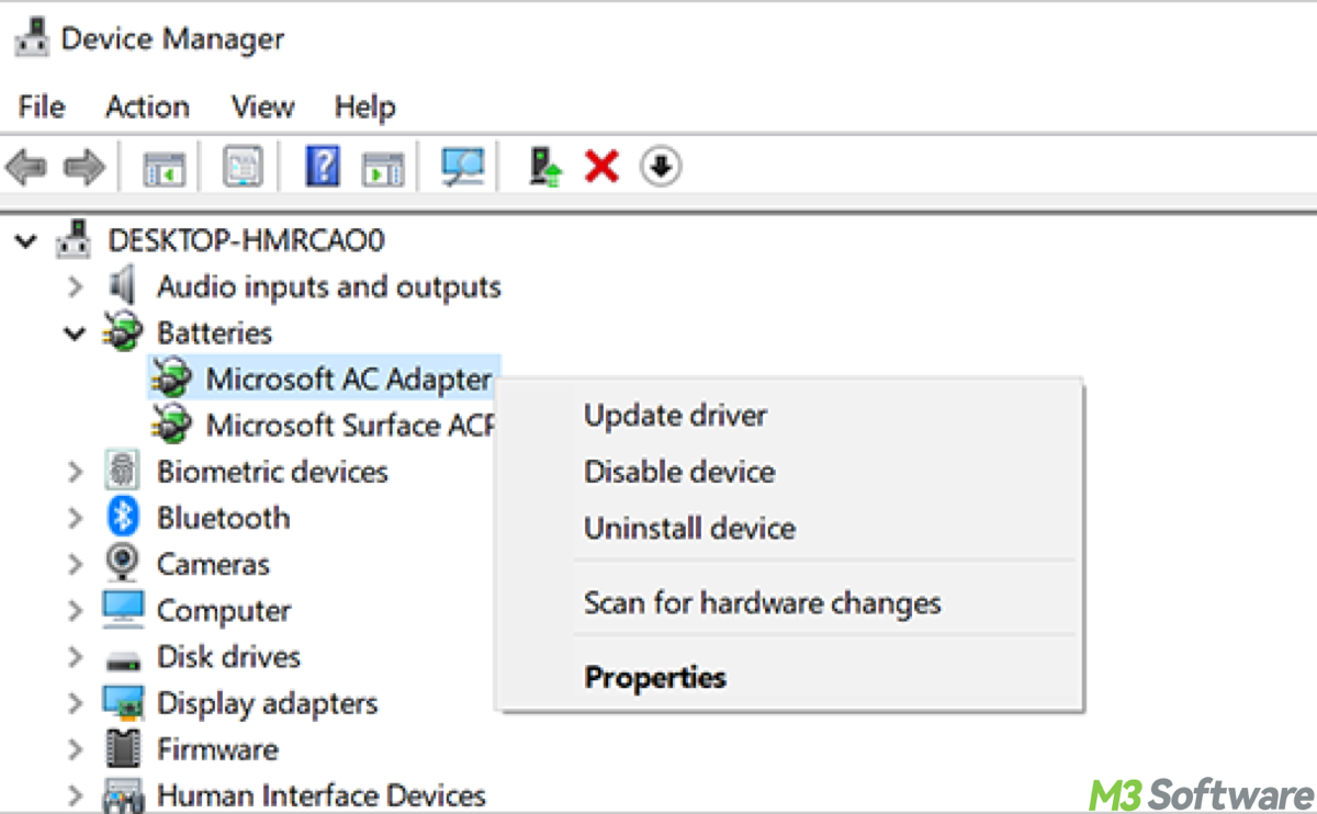 Update driver in Device Manager