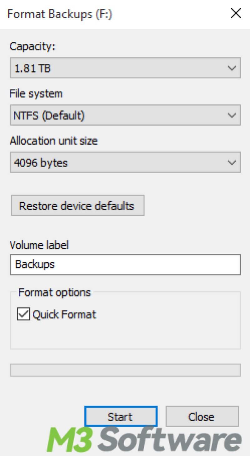 format USB drive to NTFS