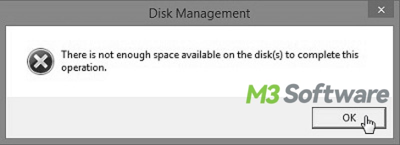 not enough space available on the disk Windows