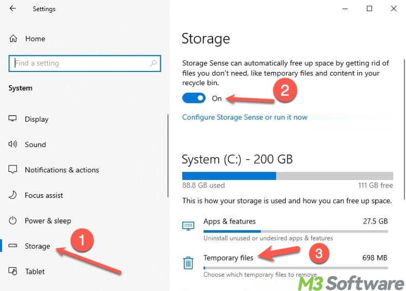 clean up files in Storage Sense