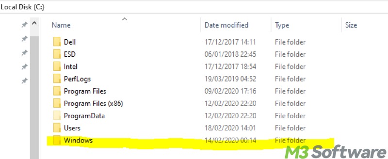 Windows folder in C drive