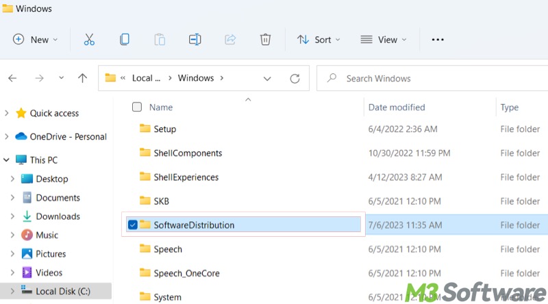 SoftwareDistribution folder in Windows 11