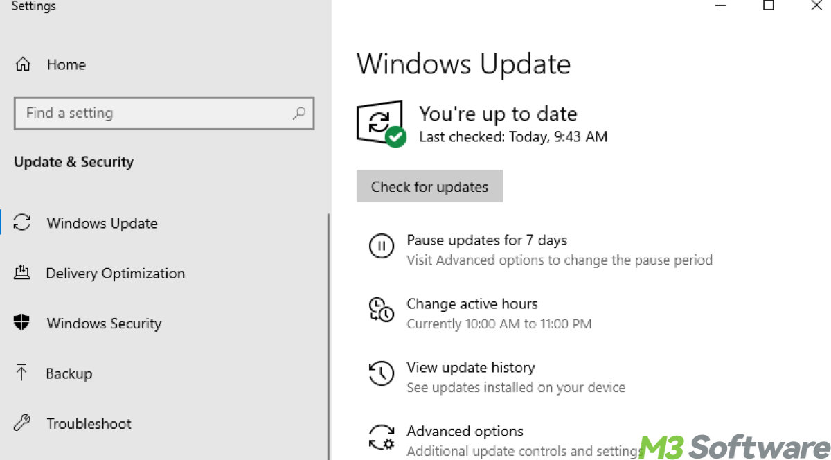 Using Windows Update Settings to pause the upgrade to Windows 11