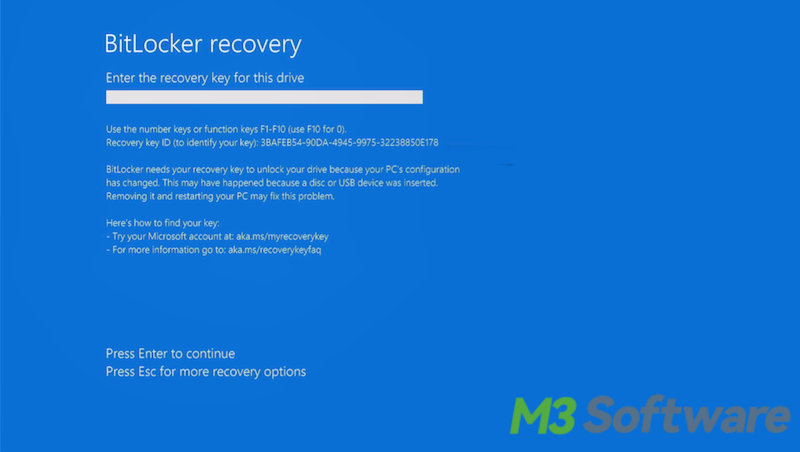 BitLocker recovery blue screen