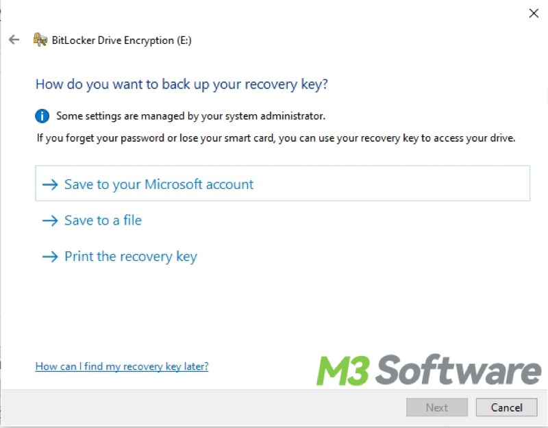 BitLocker back up your recovery key