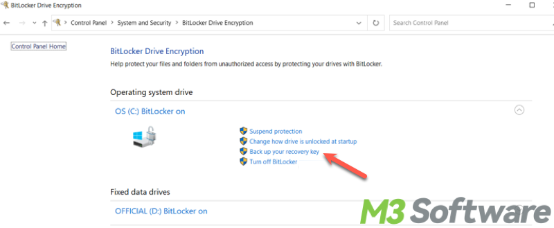 back up BitLocker recovery key