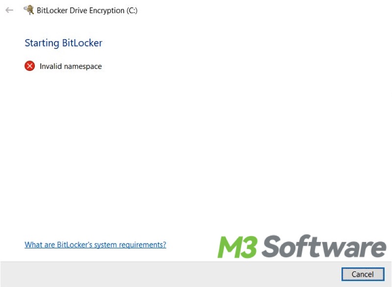 BitLocker issue BitLocker invalid namespace