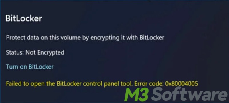 BitLocker issue Failed to open BitLocker Control Panel tool