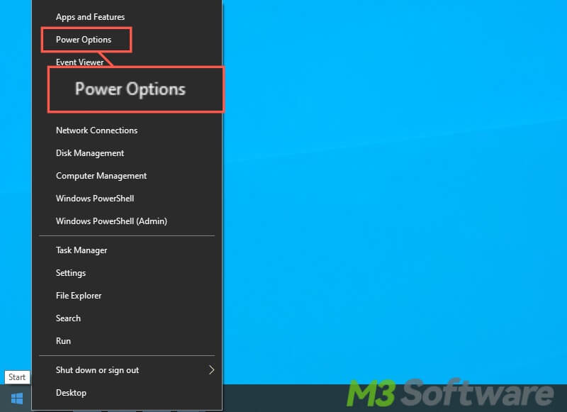 right click on Start button and select power options on Windows