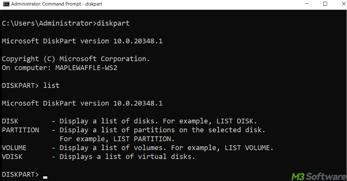 Diskpart in CMD