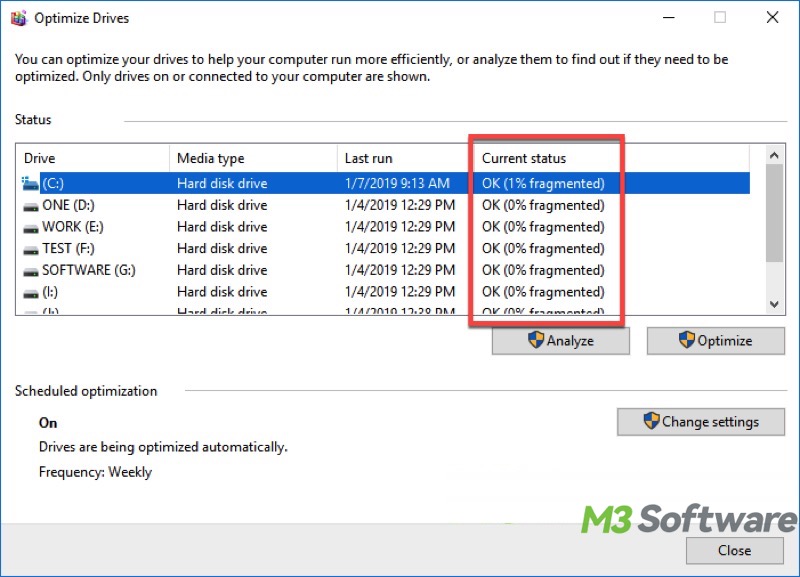 defragment and optimize drives