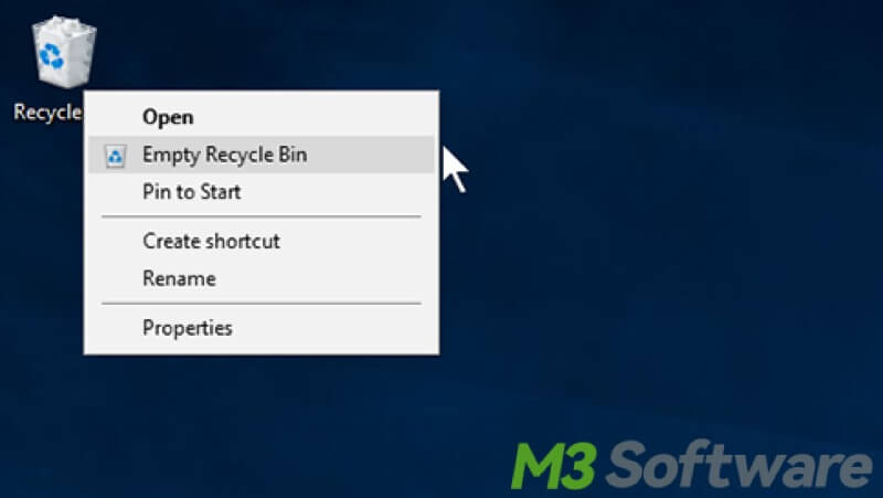 empty recycle bin in Windows 10