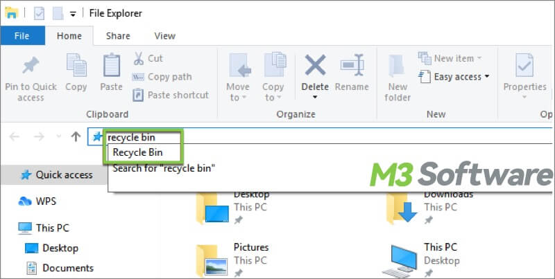 find Recycle Bin in File Explorer Windows 10